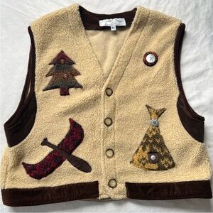Tasha Polizzi Fleece Vest with Nature Patches XL